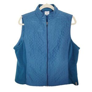Columbia Sz Large Women's Fleece & Nylon Vest Quilted Texture Dark Teal Outdoors